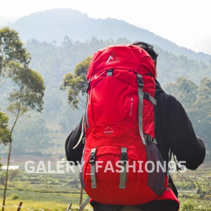 TAS CARRIER 55L/HIKING/TRAVELLING/CAMPING/TAS RANSEL/Uniseks Anti Air - MERAH, 55L