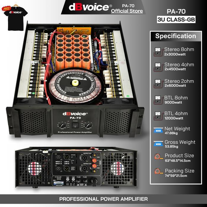 dBvoice PA-70 Professional Power Amplifier Class-GB VZ 2x3000Watt Murah