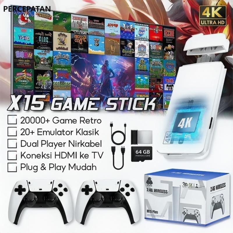 M15 Game Stick Wireless 4K/Gaming Console Retro 20K+ Games PSP Video Games HDMI TV Gaming 2P Gamepad