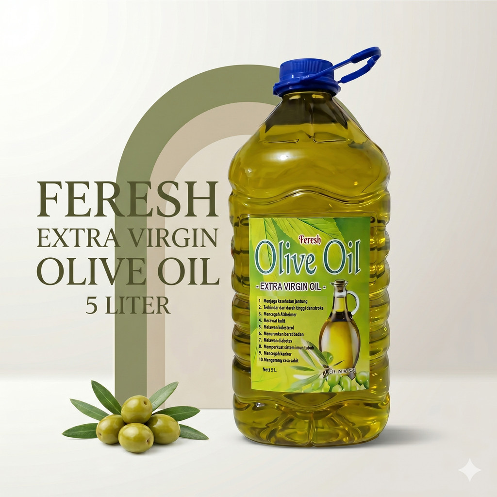 Minyak Zaitun Extra Virgin 5 liter | Extra Virgin Olive Oil Feresh Import Premium Sehat EVOO