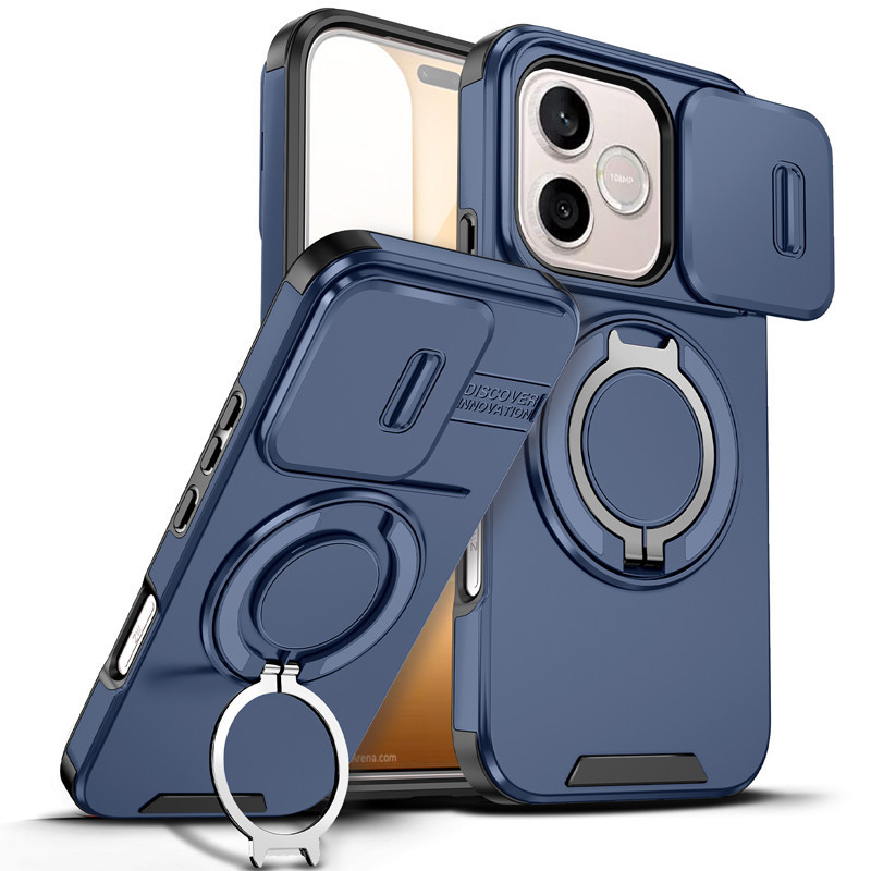 Casing Honor 600 Lite ELVEV Heavy Duty PC+TPU dengan Ring, Dudukan Mobil, Stand, Geser Kamera, dan P