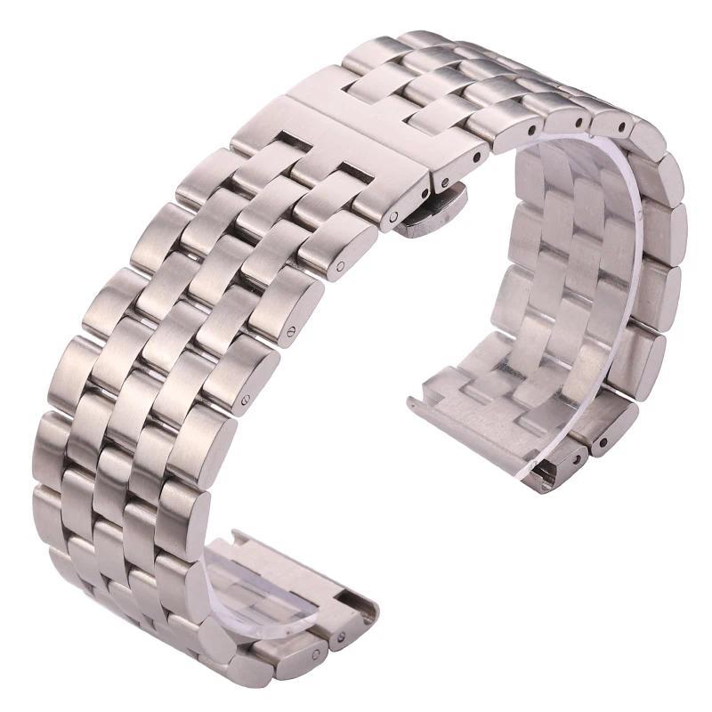 Watch Band Bracelet 20mm 22mm 24mm 26mm Women Men Silver Wrist Stainless Steel Universal Watch Strap