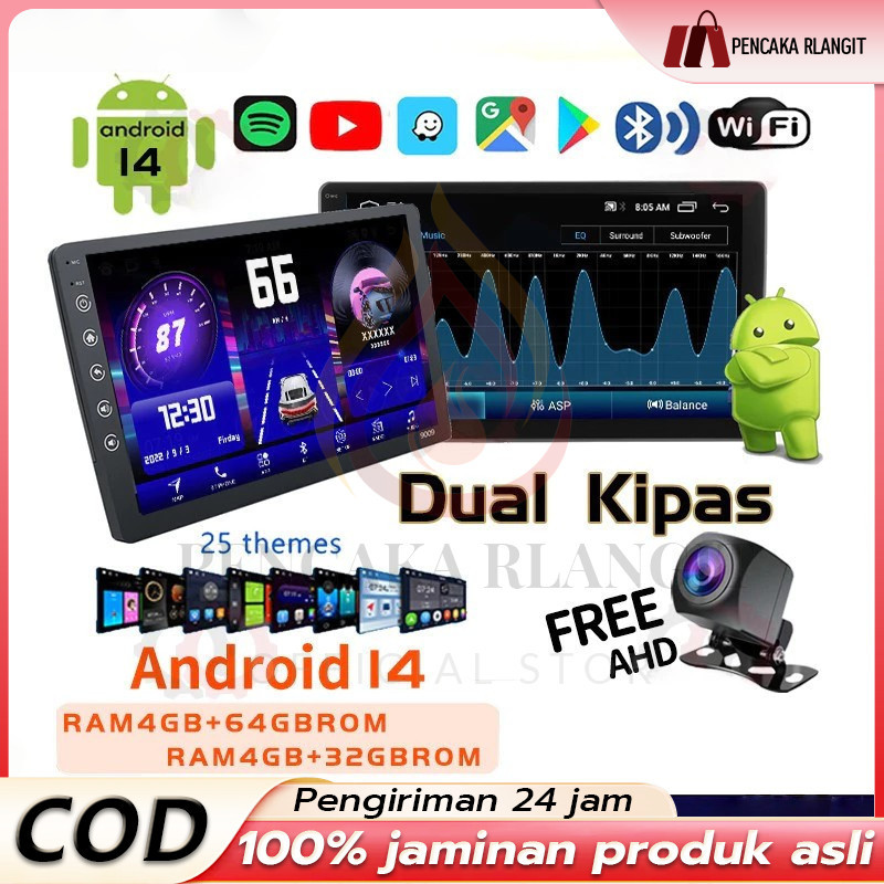 Dual Kipas 8g+128g Ips Screen Head Unit 7/9/10 Inch Car Android 14 Navigasi Untuk Toyota Daihatsu Mi