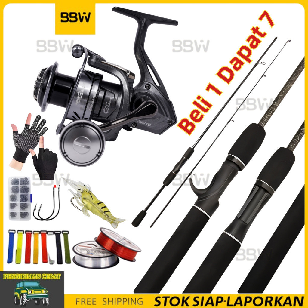 [COD] Set Pancing Carbon Fiber 1.65M-2.40M + Reel SeaKings Titanium 5+1BB 21KG - Joran Teleskopik Po