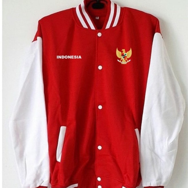 Baseball Merah Putih Jaket Baseball Merah Putih / Logo Garuda Indonesia / Jaket Terbaru Putih / Logo