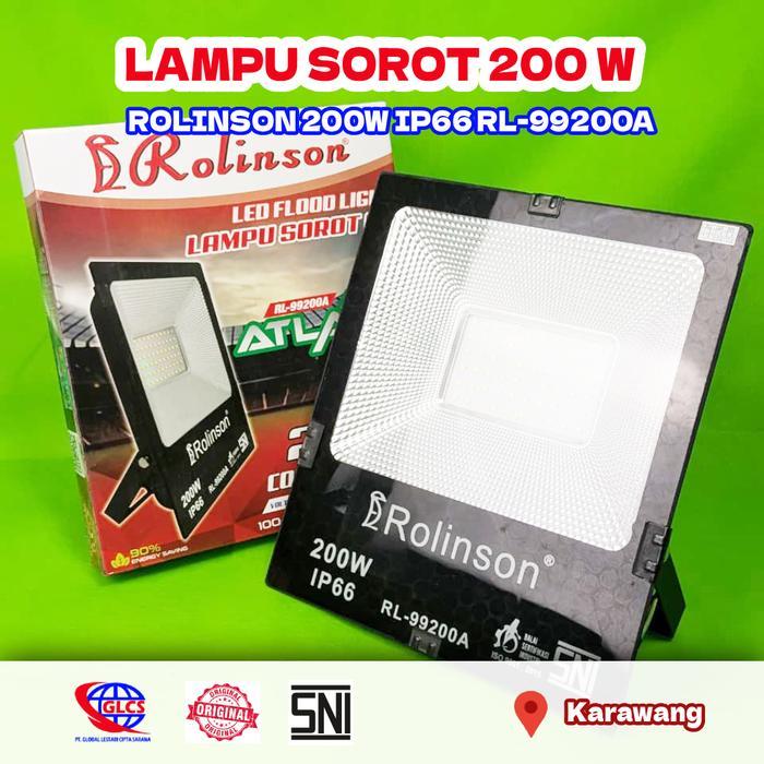 Lampu Sorot ROLINSON 200W IP66 RL-99200A ATLAZ LED Floodlight Outdoor Terang