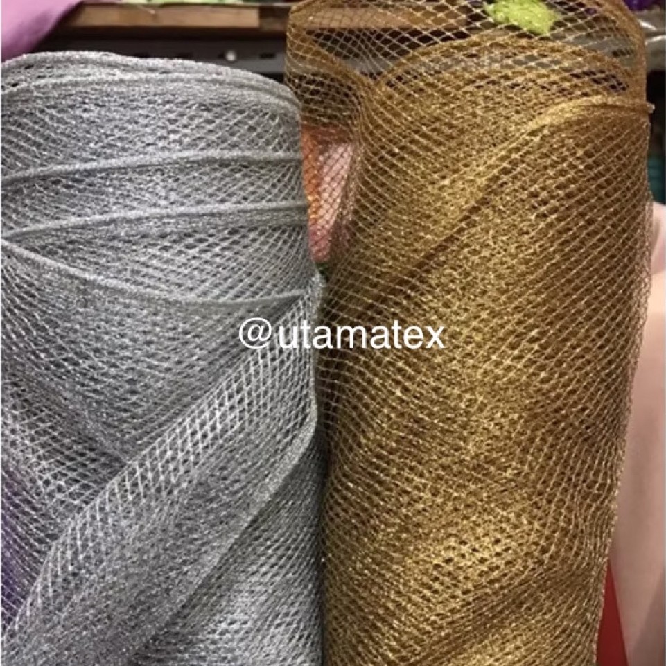 Bahan Lame Jala/ Kain Lame Jaring/ Gold/ Silver Jala