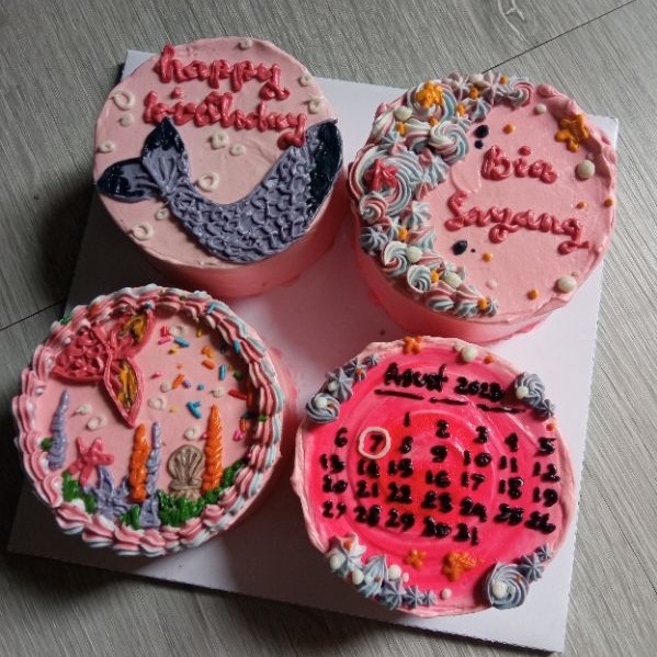 Bento Cake Set isi 2, 3, 4 / Korean Cake / Kue Ultah Depok