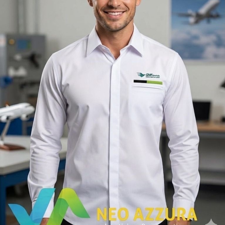 Kemeja GMF AeroAsia Bordir Logo Premium Cowok Cewek