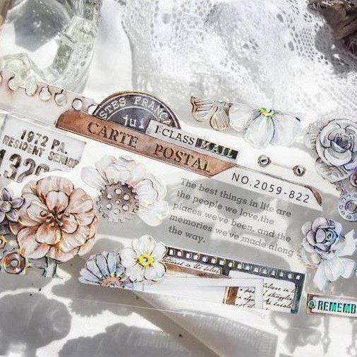 TimeGrid Vintage Flower Washi & PET Tape PT