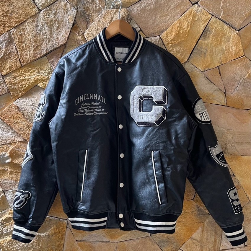 Original Cincinnati Faux Leather Varsity Jacket Bershka