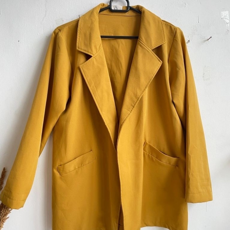 Blazer Jacket Outer Wanita Kuning Kunyit Preloves