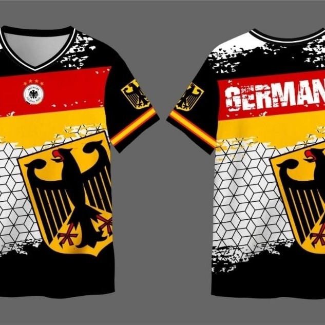 Kaos Jersey Jerman Germany DFB Printing 3D Kerah V Lengan Pendek - Baju Bola Timnas Pria Wanita