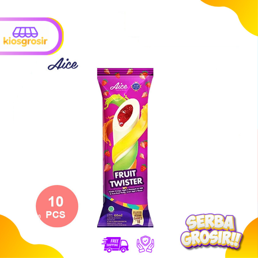 KIOSGROSIR AICE Ice Cream Fruit Twister Stick 60 ml x 10 pcs Es Krim Buah Stik