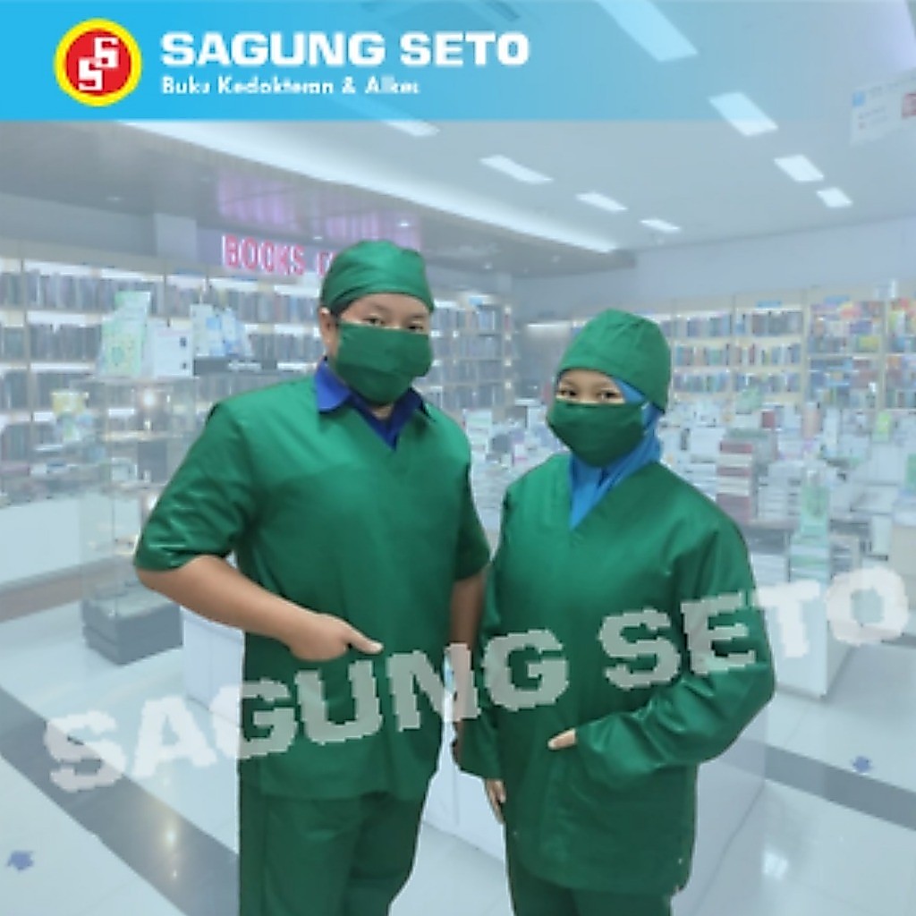 JAS OK UKURAN 5L WARNA HIJAU TUA KERAH V / BAJU OK LENGAN PANJANG / BAJU JAGA / BAJU SCRUB