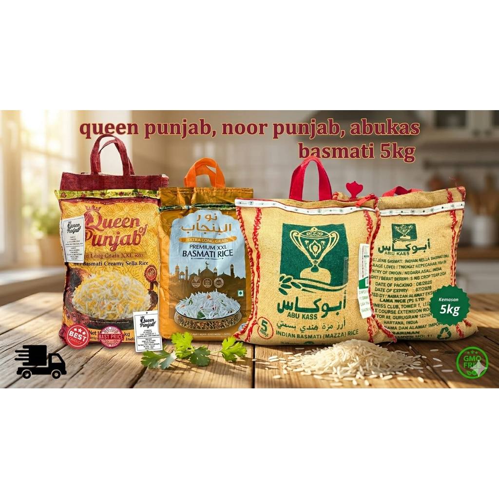 Abu kass 5kg Noor punjab basmati rice queen punjab basmati rice basmati premium basmati nour punjab 