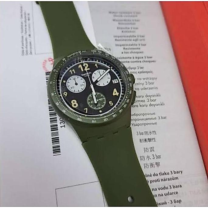 Ready  Swatch Chrono Jam Tangan Pria Karet SUSG406 NOTHING BASIC ABOUT GREEN Original