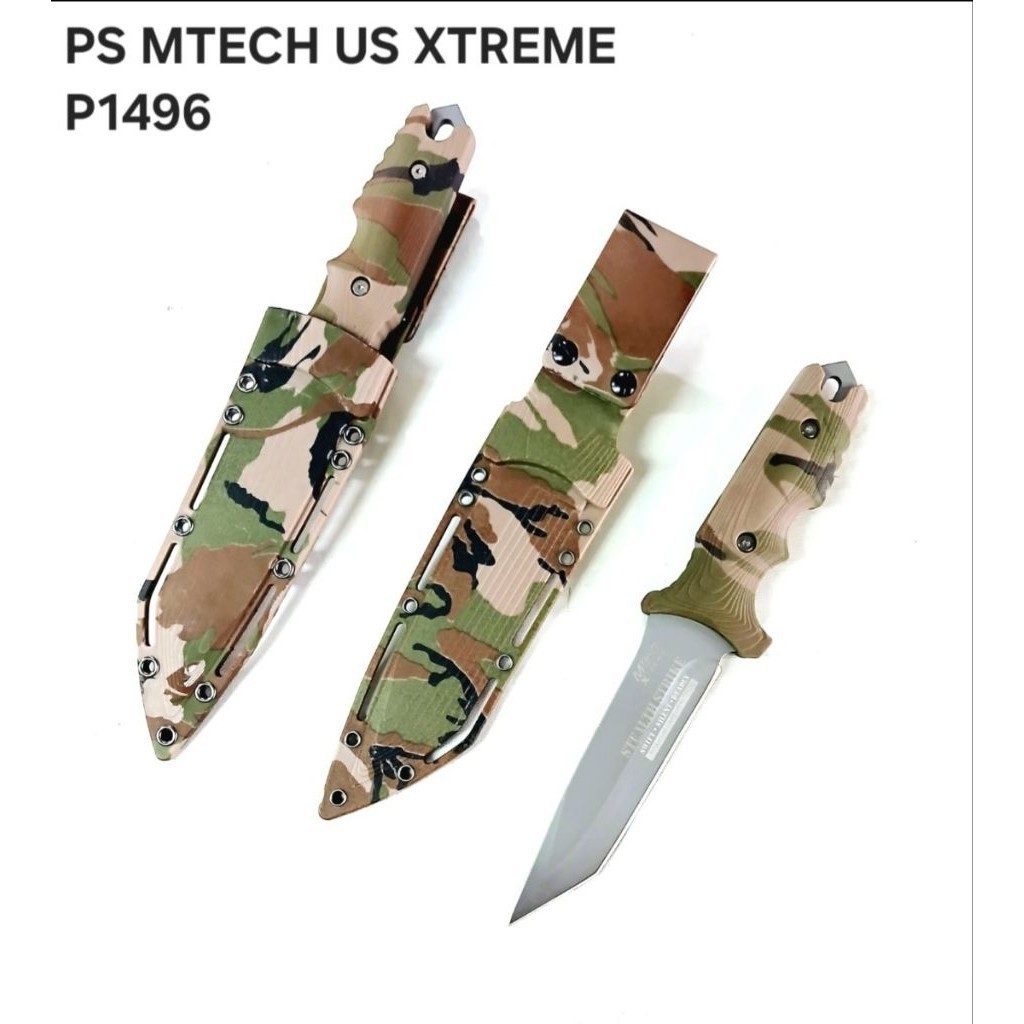 Pisau Outdoor Survival MTech Xtreme Full Tang dengan Sarung Camo / Pisau Camping & Hiking Tactical S