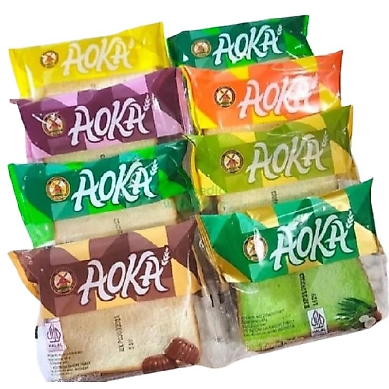 Roti Aoka 65gr & Roti Gulung Coklat / Blueberry / Durian / Strawberry / Vanilla / Keju / Pandan
