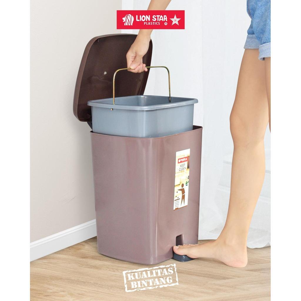 HOMTON Lion Star C-7 Square Step On Dustbin 14 Liter Tempat Sampah Injak Pedal Tempat Sampah Kamar M