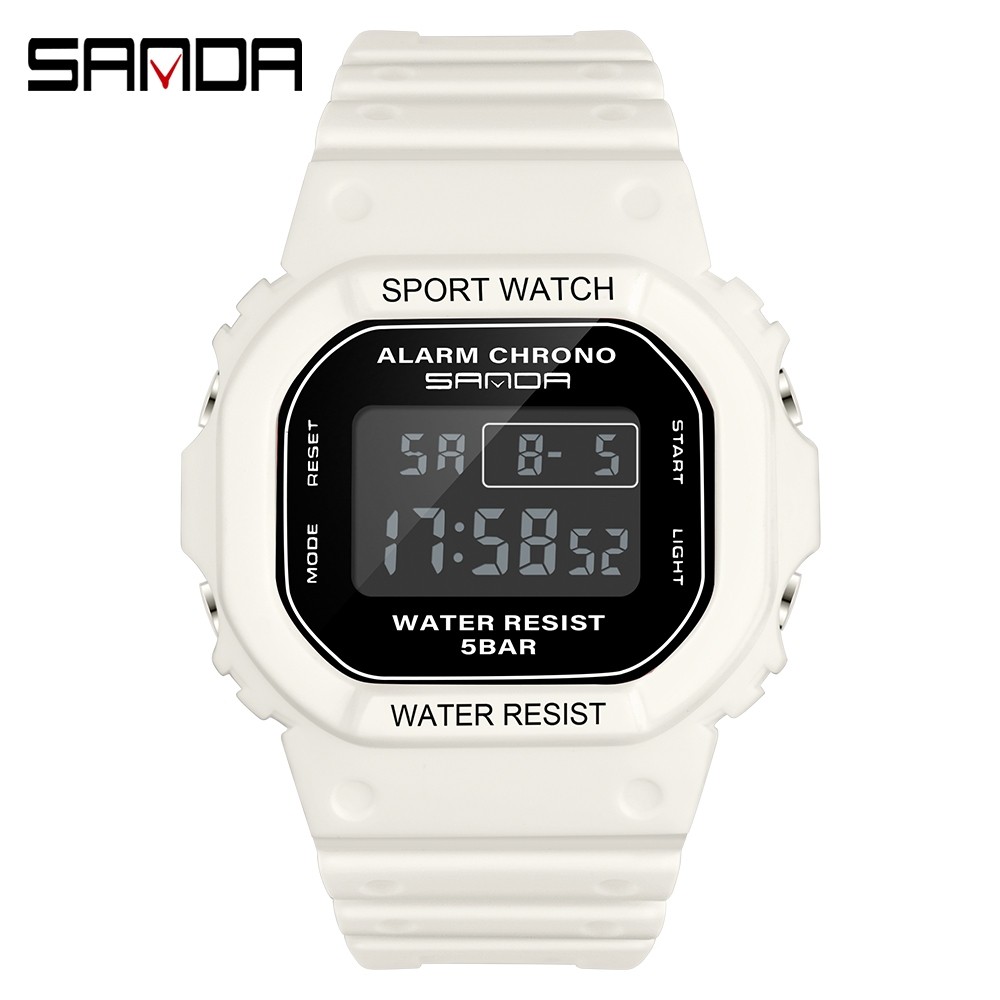 SANDA G Style Shock Jam Tangan Elektronik Pria Wanita Fashion Tahan Air Olahraga LED Digital Jam Tan