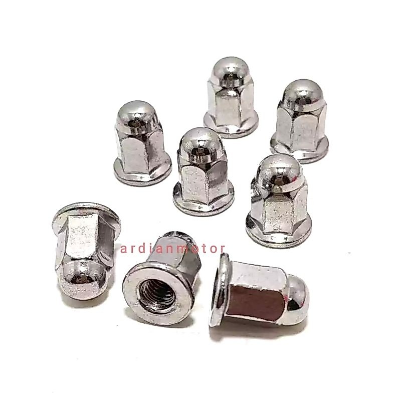 Mur Topi Knalpot Drat 10 / Mur Topi M6 Kunci 10 / Mur Topi 10 Krom / Mur Topi M6 Tinggi Stainless