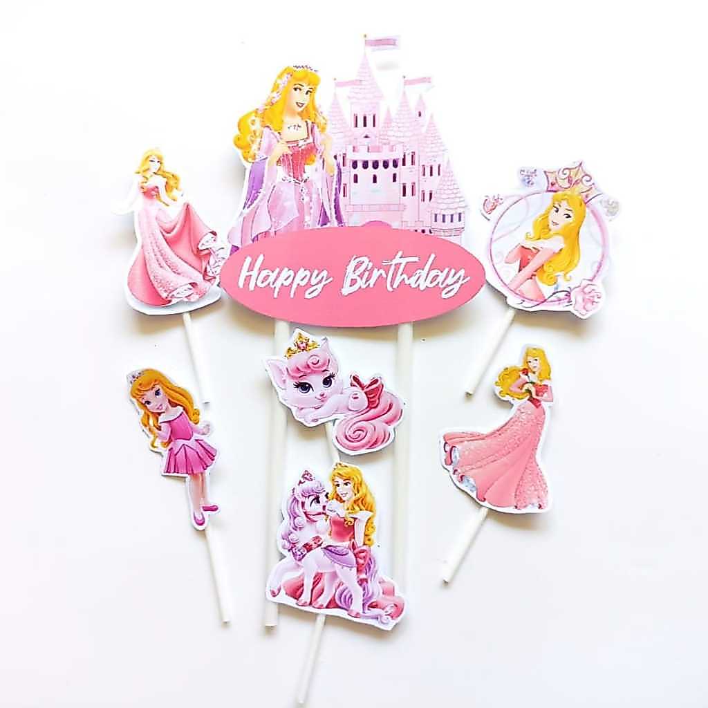 Custom Nama/Foto Topper cake Karakter Princess Aurora  / Hiasan Kue / Tusukan Kue