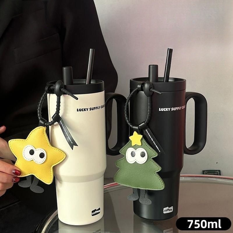 Termos Stainless 316 Portable Kapasitas Besar Sedotan Tumbler Travel Kopi Wanita
