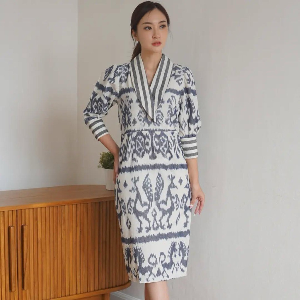 Dress Tenun Sumba / Dress Tenun Motif Sumba / Baju Tenun Formal Ethnik