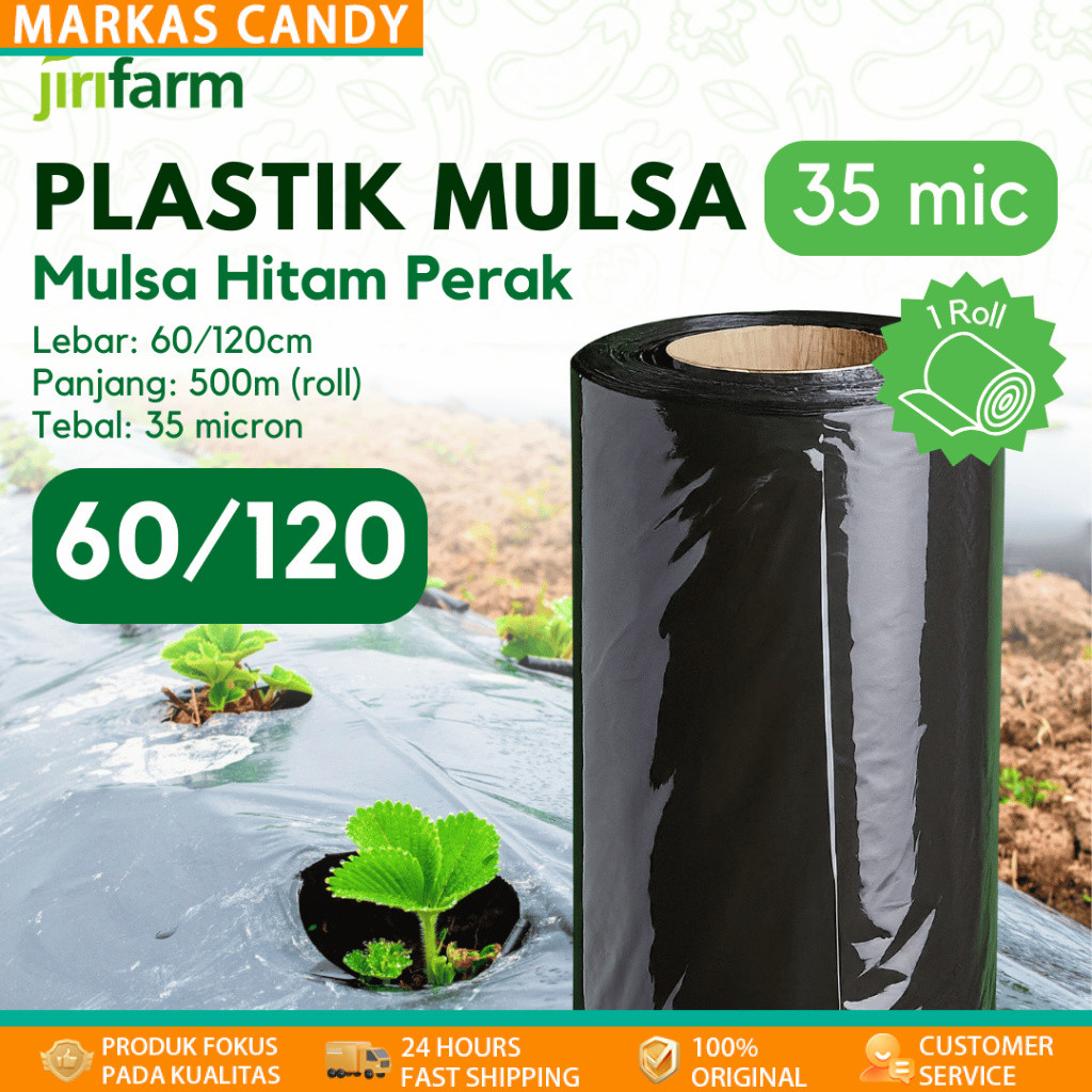 Plastik Mulsa Hitam Perak Lebar 120 cm, 1 Roll 500 Meter untuk Pertanian dan Perkebunan