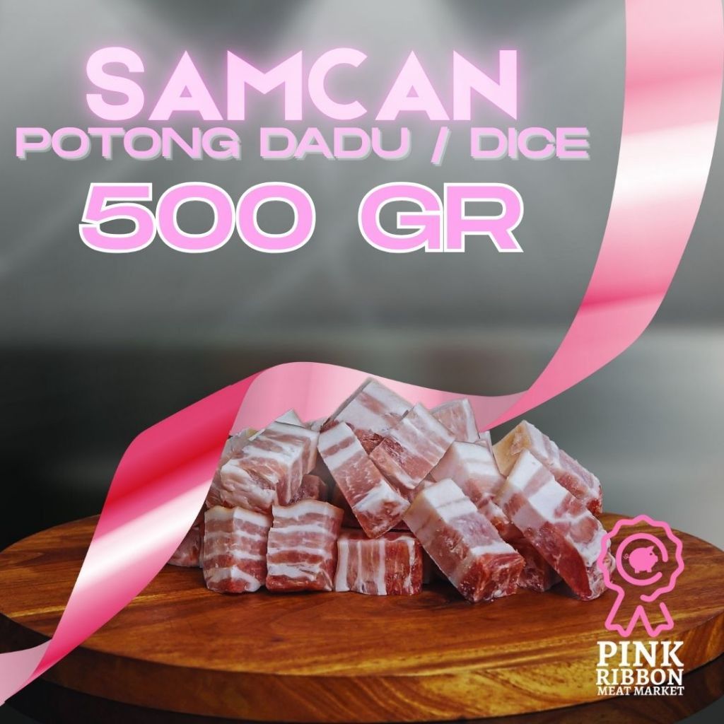 Melt|| Samcan (Pork Belly) Skin On - Import (Denmark) Dadu/Cube 500G (Frozen)