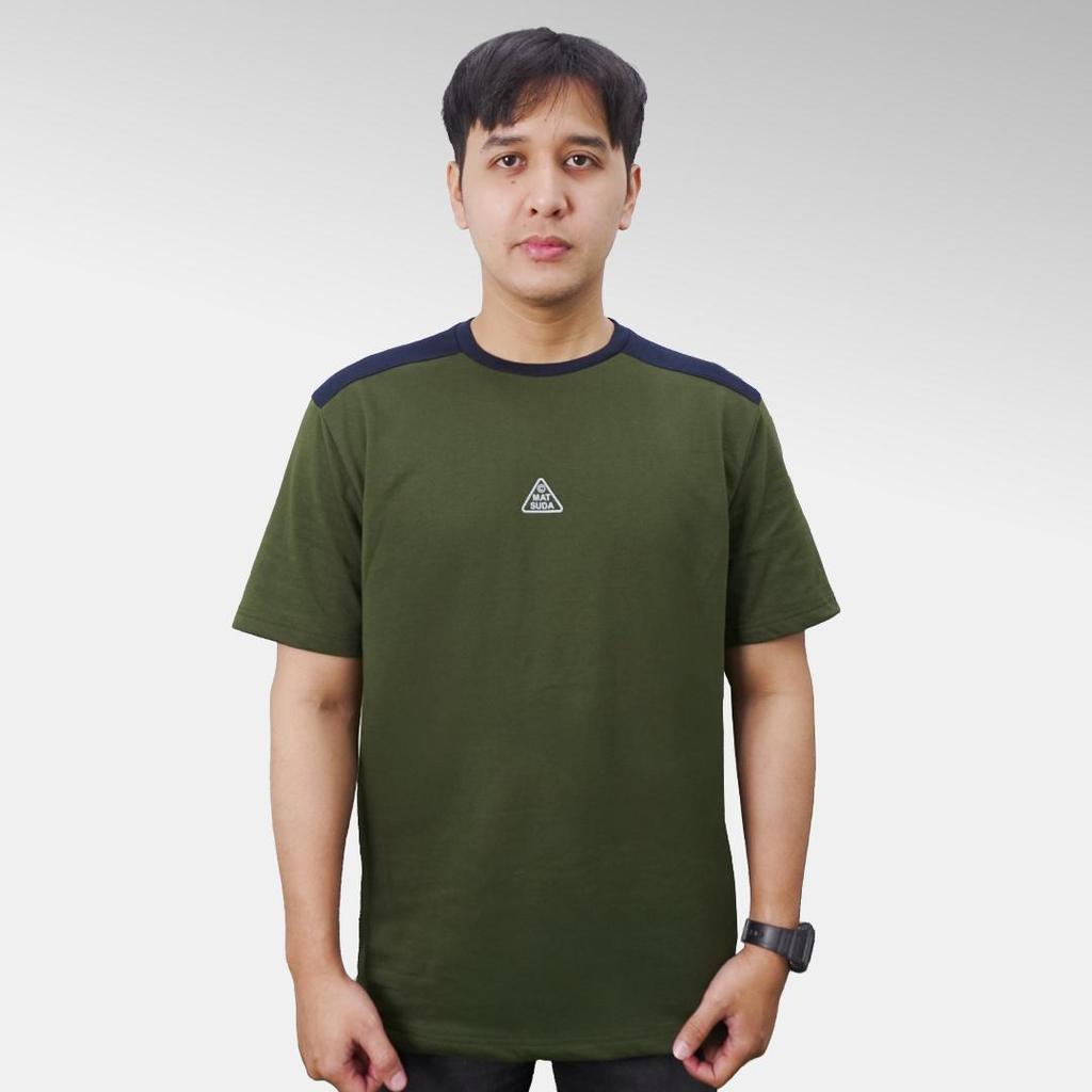 Matsuda Yawata Navy-Olive T Shirt Pria Kaos Baju Katun