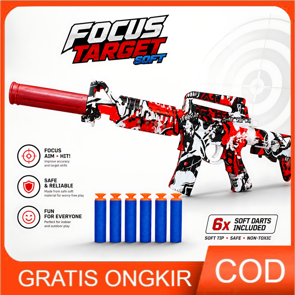 Pasar Distributor FOCUS TARGET M4A1 NO.B2-4 Mainan Tembakan Anak Soft Bullet Strike Outdoor Seru