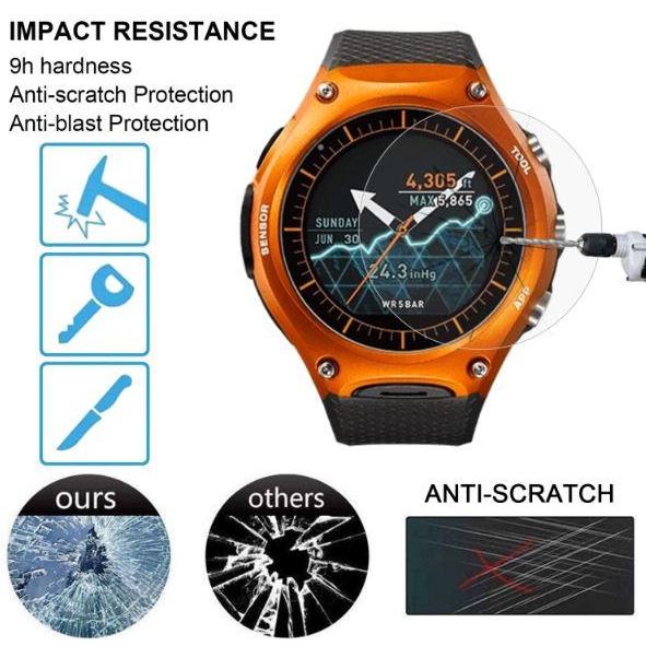 tempered glass untuk CASIO WSDF10 WSD-F10 WSD F10  TG anti gores jam tangan tempered glass pelindung