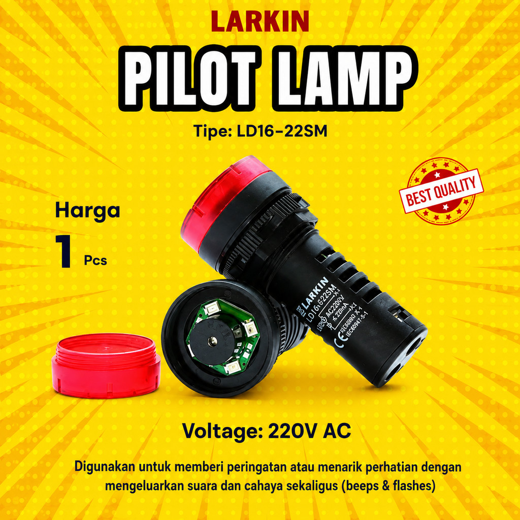 Pilot Lamp LD16-22 SM 220V Larkin / LED Pilot Lamp Flash Buzzer 22mm AC 220V Original