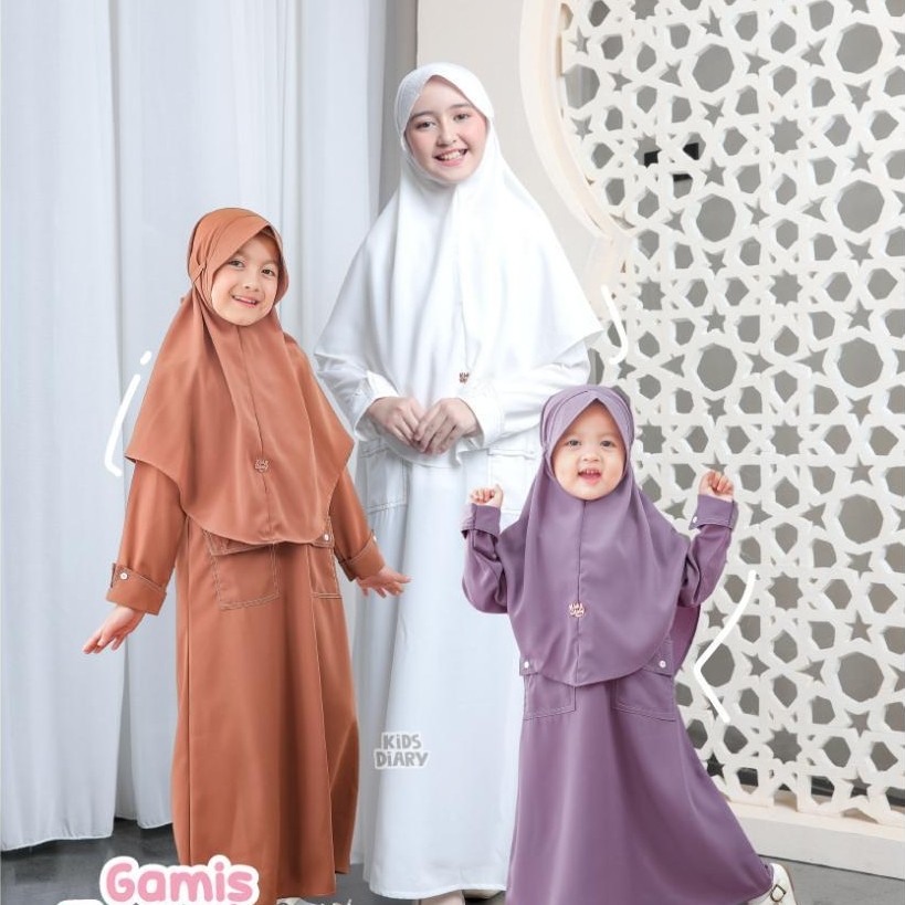 Murah Kids Diary Plus - Zaskia Gamis Anak Perempuan Muslim Polos Anak Perempuan Syar'I Set Hijab Sof