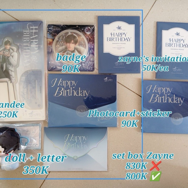 Official Merch Birthday Zayne Love and Deepspace Doll Bonus Standee Akrilik Badge Photocard Sticker