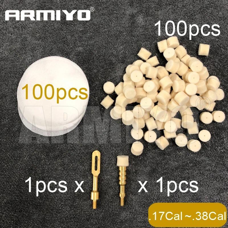 Armiyo  Chamber Cleaning Wool Felt Pad 6cm Diameter Patches with Brass Jag Puller Holder Solid Slot 