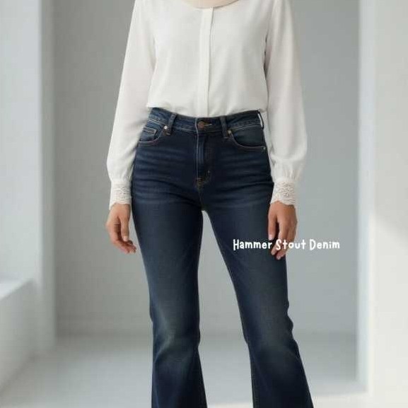 Hummer Stout Denim Celana Cutbray Highwaist Wanita Wisker Stretch Premium Baggy Loose Wide Leg Wanit