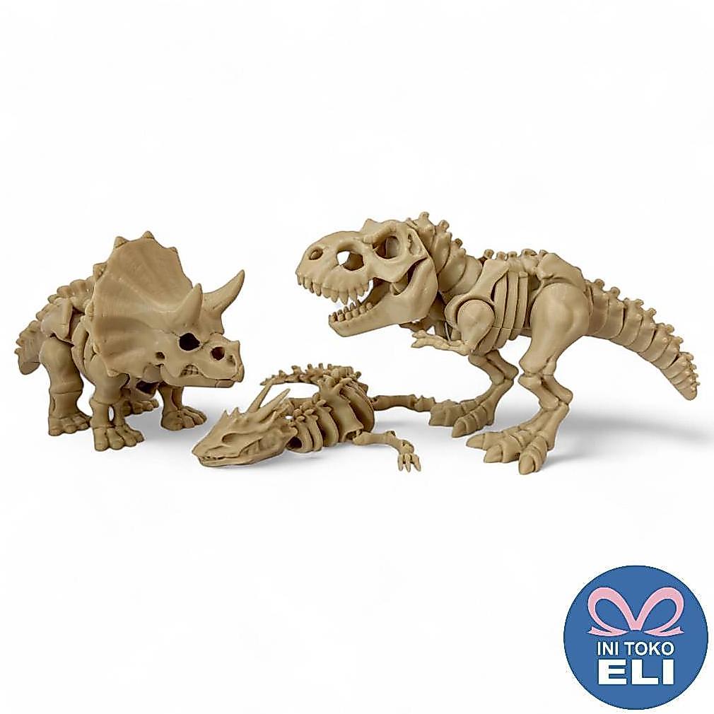 wajib punya mainan anak dino dinosaurus t-rex triceratops reptil fosil artikulasi realistis