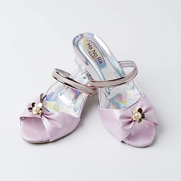 Erosix Sandal Heels Anak Perempuan Hak Kaca 3 cm Hologram Bunga Cantik