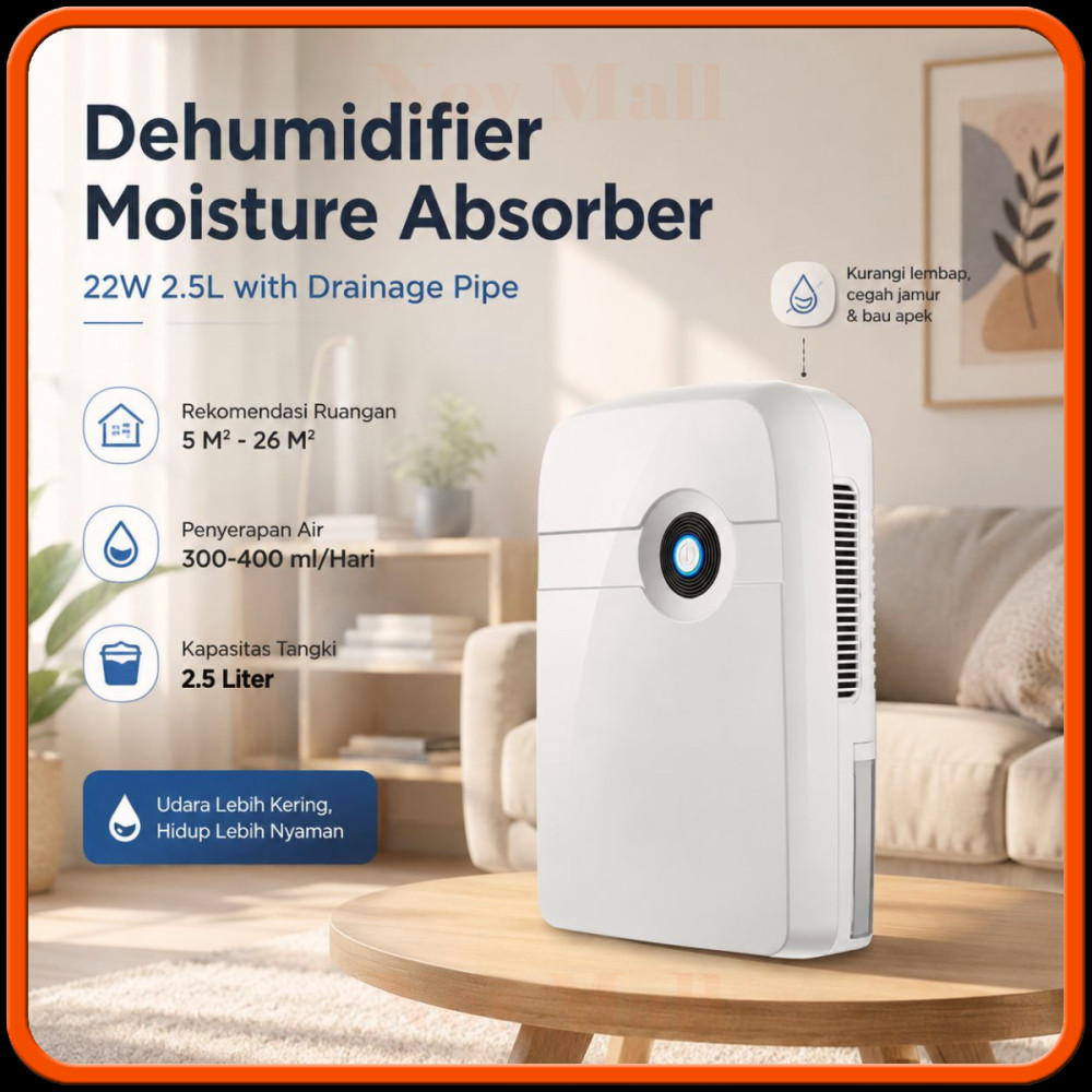 Dehumidifier Moisture Absorber 25W 2.5L with Drainage Pipe AM574