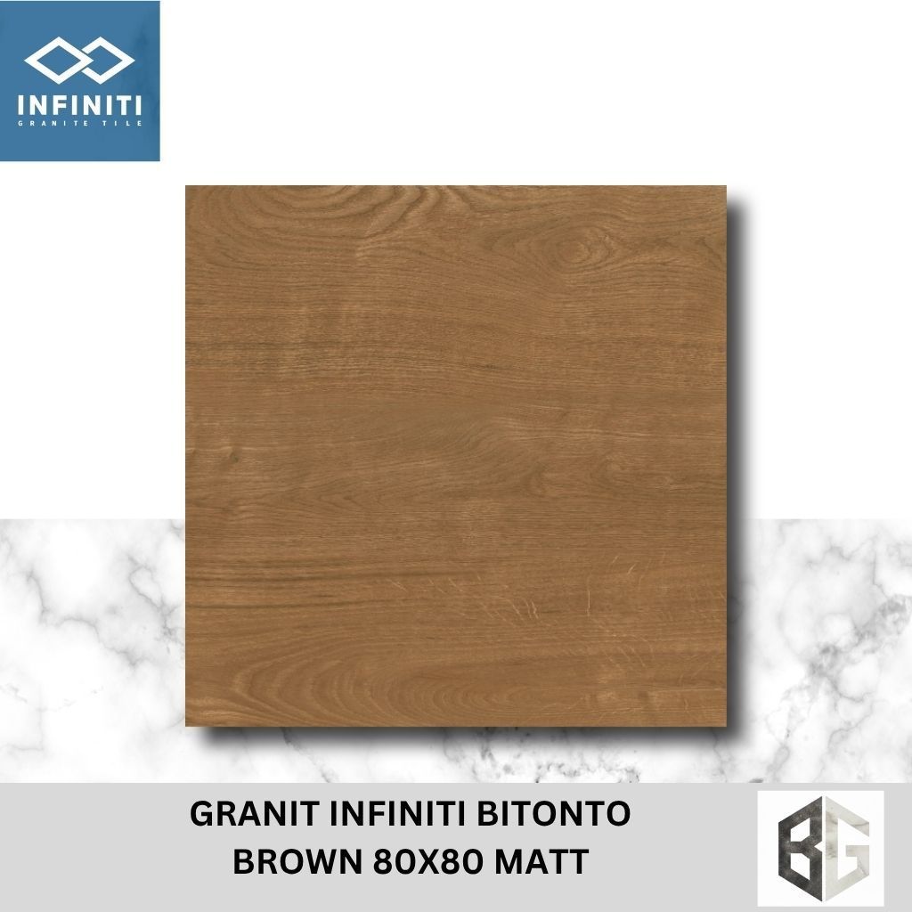Granit Lantai Infiniti Bitonto Brown Dark Brown 80x80 Matt Motif Kayu