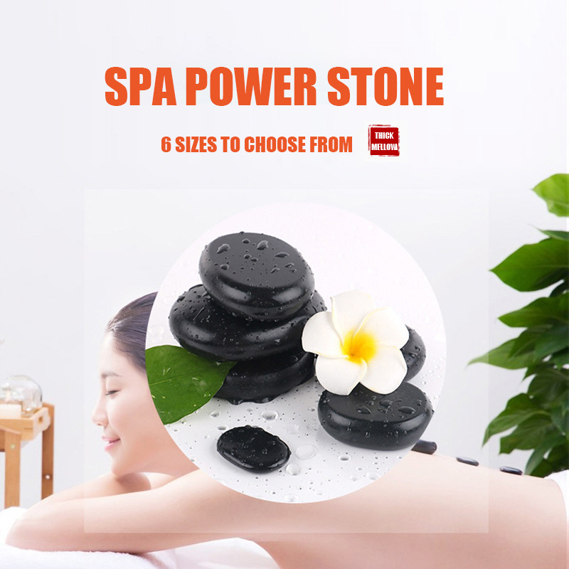 Batu Pijat Hot Stone Massage 2 Pcs Terapi Batu Basal Alami Alat Relaksasi Spa Tubuh 8x8cm