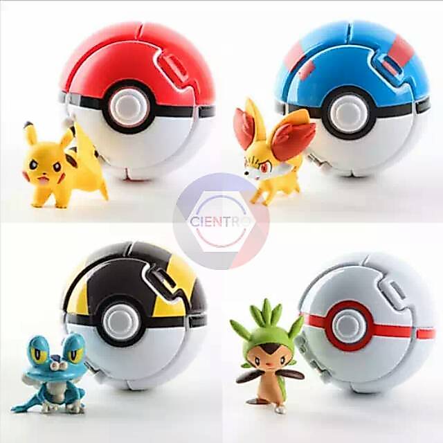 Pokeball lempar berisi figurin pokemon pikachu