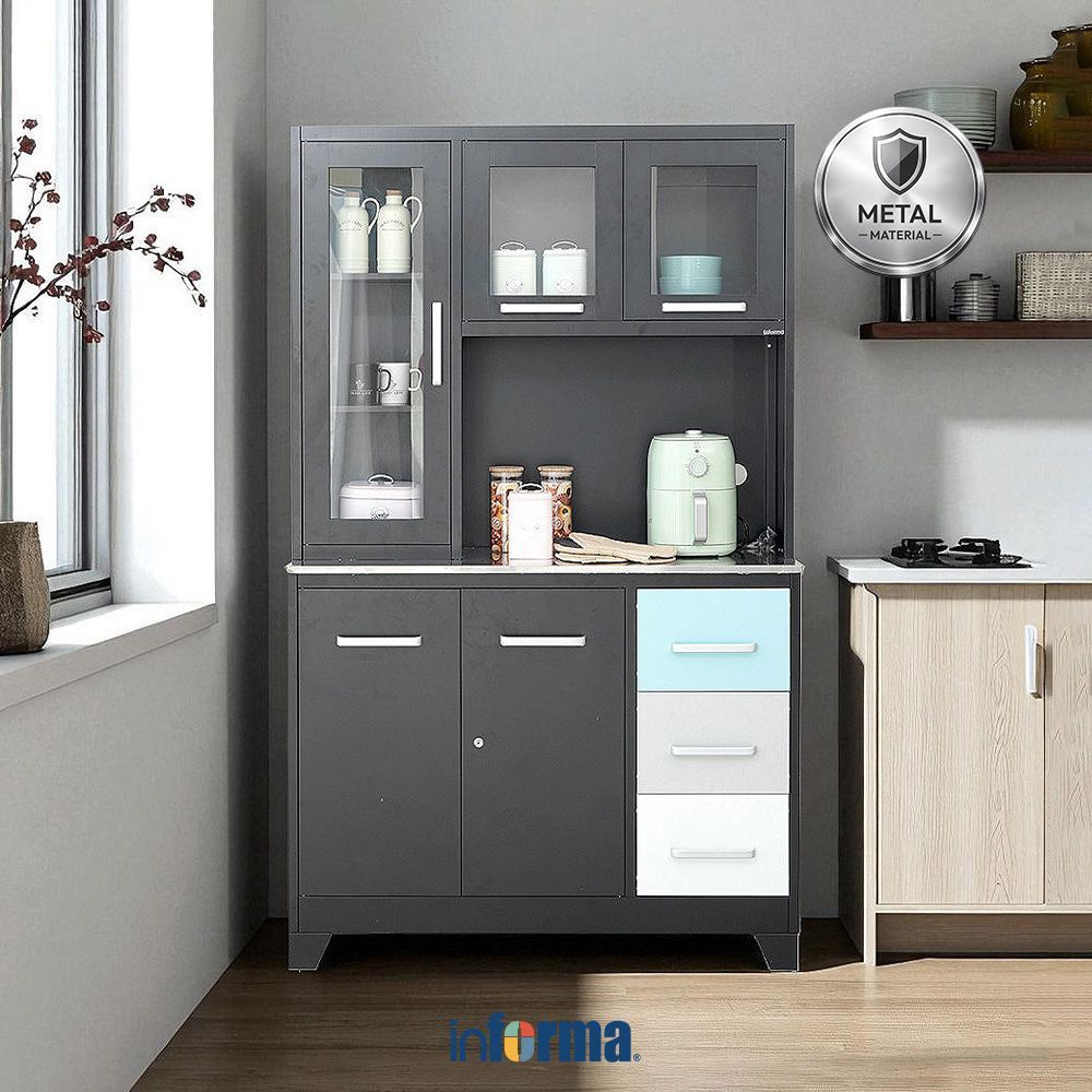 Informa Sky Set Kabinet Dapur Metal - Hitam Kitchen Cabinet Lemari Kabinet Serbaguna Furniture Indoo