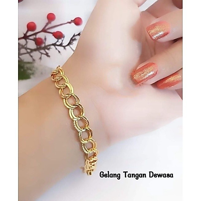 PERHIASAN MEWAH Gelang Tangan Rantai Titanium Gelang Wanita Dewasa Gelang Emas Imitasi Anti Luntur A