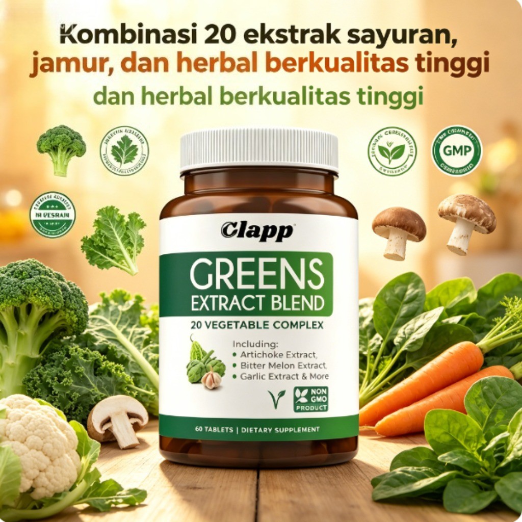 Clapp 20 Kompleks Sayuran 60 Kapsul Superfood Kale Brokoli Artichoke Membantu Kesehatan Jantung dan 