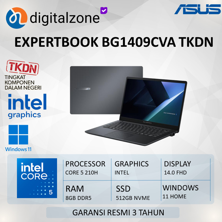ASUS TKDN ExpertBook BG1409CVA-S65850WR S65150WR CORE 5 210H 8-16GB 512GB 14.0 FHD W11