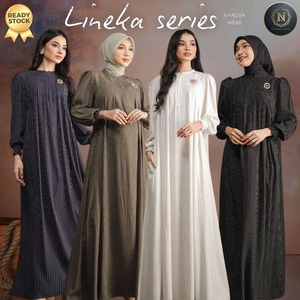 LINEKA DRESS MIDI NADHEERA LUXURY GAMIS GARIS SALUR RAYON SIMPLE NADHERA LANEKA LINEEKA NEW